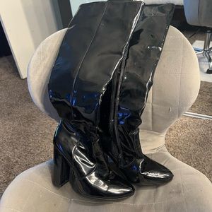Black thigh high boots